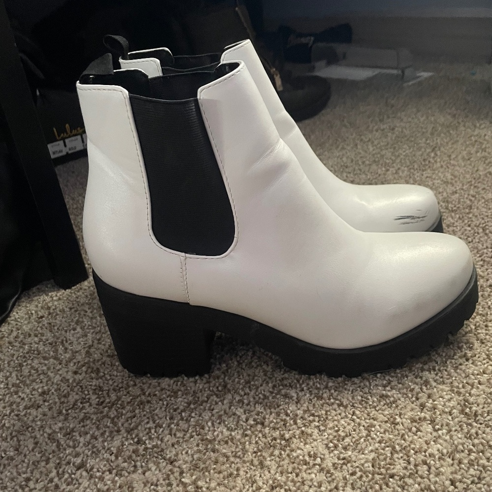White black boots